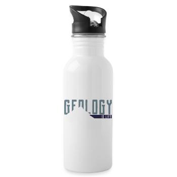 Geologie ist Leben - Trinkflasche mit integriertem Trinkhalm - Weiß - Rechts
