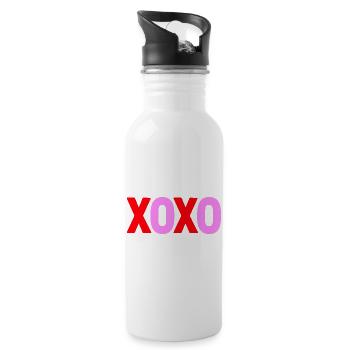 XOXO Love Valentine Text Design - Water bottle with straw - white - Right