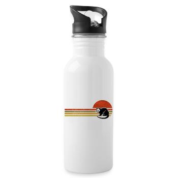 Retro Vintage Opossum - Trinkflasche mit integriertem Trinkhalm - Weiß - Rechts