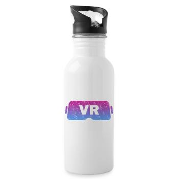 Virtual Reality VR Vintage Gamer Retro Videobrille - Trinkflasche mit integriertem Trinkhalm - Weiß - Rechts