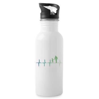 Father and daughter heartbeat dad and daughter - Water bottle with straw - white - Right