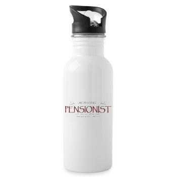 Achtung Pensionist Humor Shirt - Trinkflasche mit integriertem Trinkhalm - Weiß - Rechts