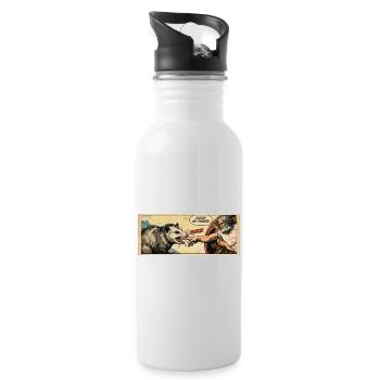 Opossum Beats God's Hand Funny Opossum Meme - Water bottle with straw - white - Right
