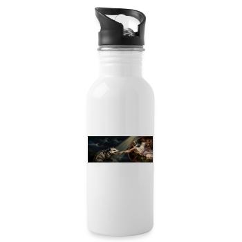 Opossum Beats God's Hand Funny Opossum Meme - Water bottle with straw - white - Right