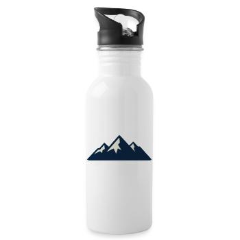 Gebirge Berge Silhouette - Trinkflasche mit integriertem Trinkhalm - Weiß - Rechts