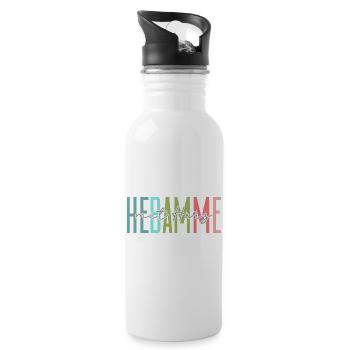 Hebamme mit Herz Design - Trinkflasche mit integriertem Trinkhalm - Weiß - Rechts