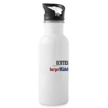 Echtes Schaumburger Mädel Niedersachsen - Trinkflasche mit integriertem Trinkhalm - Weiß - Rechts