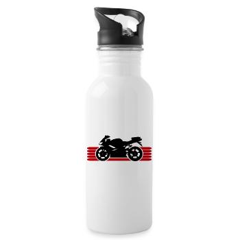 Motorrad fahren Motorradfahrer Motorradfahrerin - Trinkflasche mit integriertem Trinkhalm - Weiß - Rechts