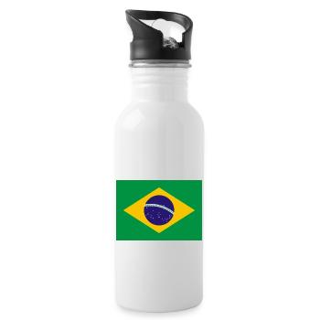 Brazil flag banner - Water bottle with straw - white - Right