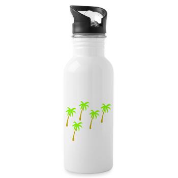 5 Palmen 2farbig - Trinkflasche mit integriertem Trinkhalm - Weiß - Rechts