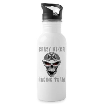 Verrückte Biker - Trinkflasche mit integriertem Trinkhalm - Weiß - Rechts