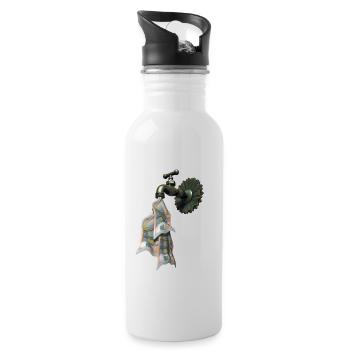 Geldhahn - Trinkflasche mit integriertem Trinkhalm - Weiß - Rechts