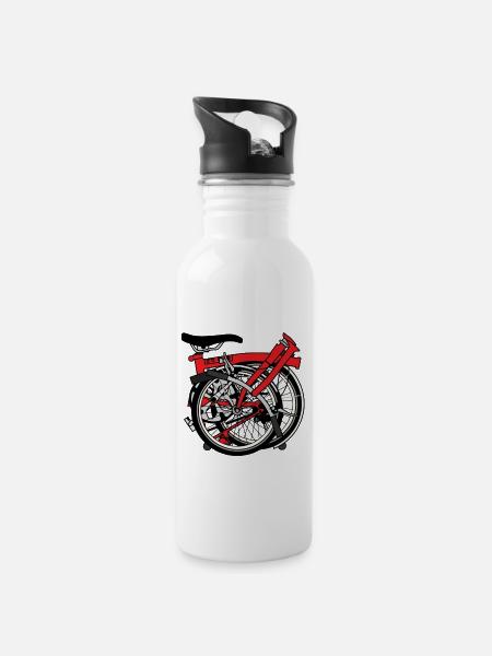 Brompton Bicycle ready to be transported. - Water bottle with straw - white