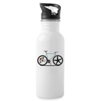 Fixie Bike - Trinkflasche mit integriertem Trinkhalm - Weiß - Rechts