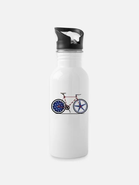 I Love My American Bike - Water bottle with straw - white