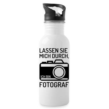 Fotograf Fotoapparat Kamera Bild Presse Paparazzi - Trinkflasche mit integriertem Trinkhalm - Weiß - Rechts