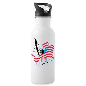 amerikanische Flagge und Freiheitsstatue - Trinkflasche mit integriertem Trinkhalm - Weiß - Rechts