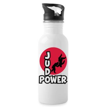 JudoPower Logo - Trinkflasche mit integriertem Trinkhalm - Weiß - Rechts