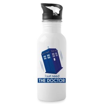 I just need the doctor -2 - Gourde avec paille intégrée - blanc - Droite