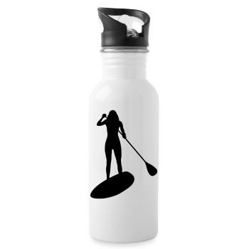 Stand up Paddling Frau - Trinkflasche mit integriertem Trinkhalm - Weiß - Rechts