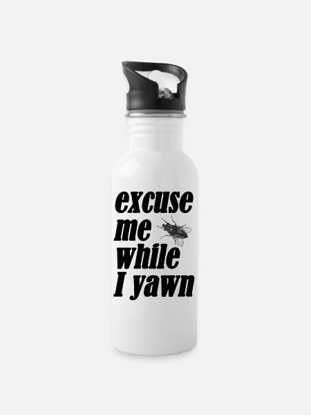 Excuse me while I yawn - Water bottle with straw - white