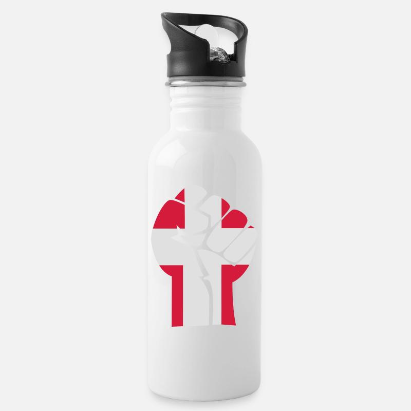 fist_danmark_2clr - Water bottle with straw - white