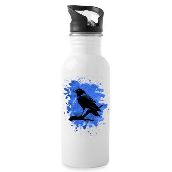 Crow bleached blue - Trinkflasche mit integriertem Trinkhalm - Weiß - Rechts
