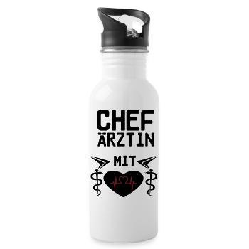 Chefärztin mit Herz Geschenk - Trinkflasche mit integriertem Trinkhalm - Weiß - Rechts
