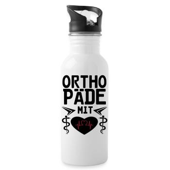 Orthopäde mit Herz Geschenk - Trinkflasche mit integriertem Trinkhalm - Weiß - Rechts