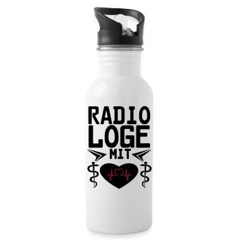 Radiologe mit Herz Geschenk - Trinkflasche mit integriertem Trinkhalm - Weiß - Rechts