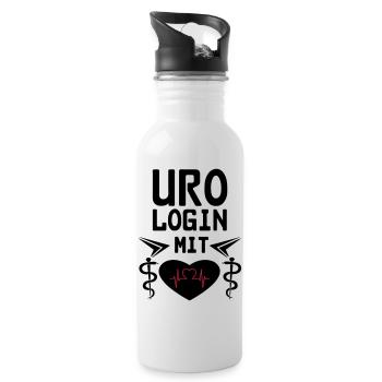 Urologin mit Herz Geschenk - Trinkflasche mit integriertem Trinkhalm - Weiß - Rechts