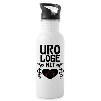 Urologe mit Herz Geschenk - Trinkflasche mit integriertem Trinkhalm - Weiß - Rechts