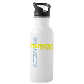 Feuerwehr Einsatzkraft - Trinkflasche mit integriertem Trinkhalm - Weiß - Rechts