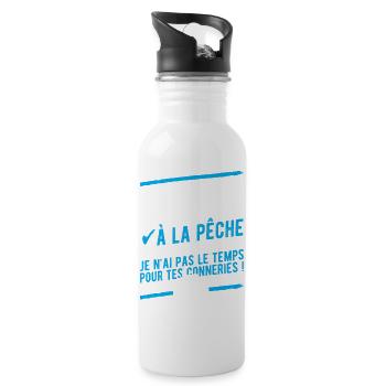 "Célibataire en couple à la pêche" - Gourde avec paille intégrée - blanc - Droite