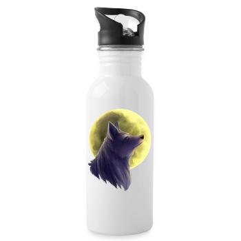 Wolf Painting - Water bottle with straw - white - Right