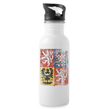 Tschechische Wappen Tschechische Republik Symbol - Trinkflasche mit integriertem Trinkhalm - Weiß - Rechts