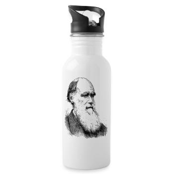Charles Darwin - Trinkflasche mit integriertem Trinkhalm - Weiß - Rechts