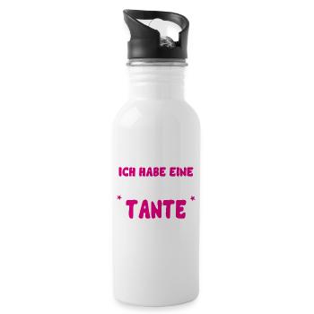 Verrückte Tante - Trinkflasche mit integriertem Trinkhalm - Weiß - Rechts