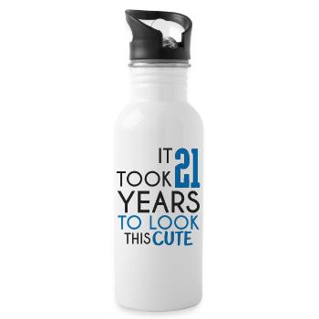 21st birthday: It took 21 Years to look this cute - Water bottle with straw - white - Right