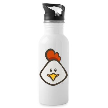 hen - Water bottle with straw - white - Right