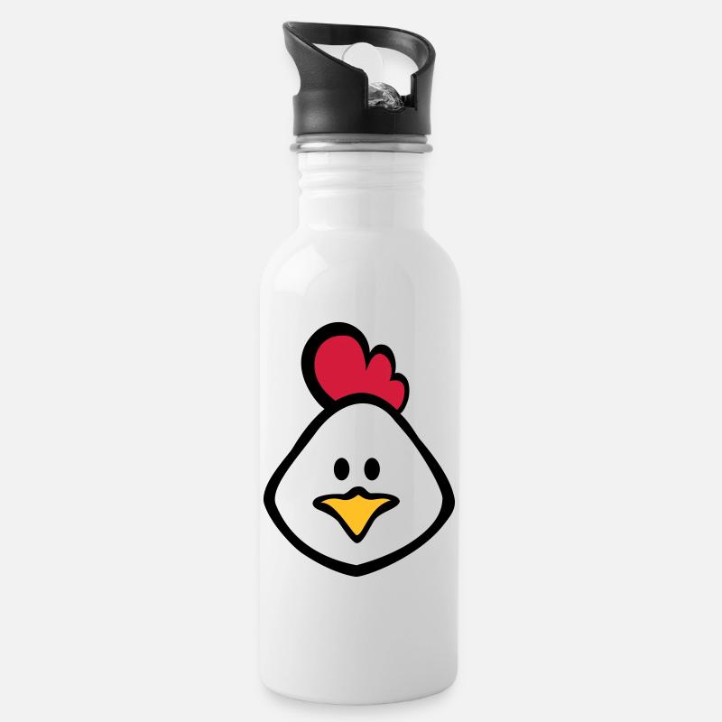 henne 3c - Trinkflasche mit integriertem Trinkhalm - Weiß