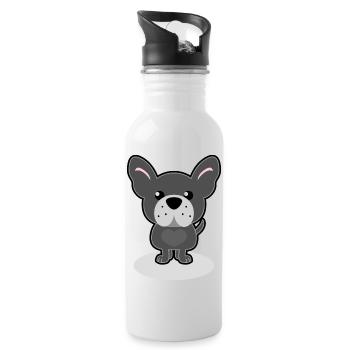 French Bulldog - Trinkflasche mit integriertem Trinkhalm - Weiß - Rechts