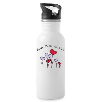 Beste Mama der Welt Herzblumen bunt Vektor - Trinkflasche mit integriertem Trinkhalm - Weiß - Rechts