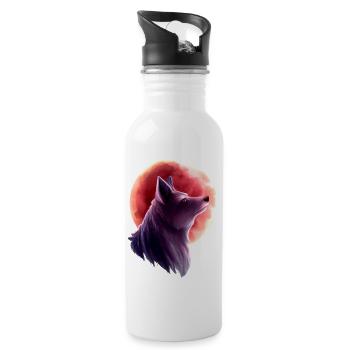 Wolf and blood moon - Water bottle with straw - white - Right