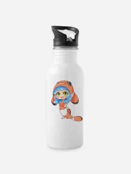 MOSBIES cadeau de signe astrologique poisson horoscope - Gourde avec paille intégrée - blanc