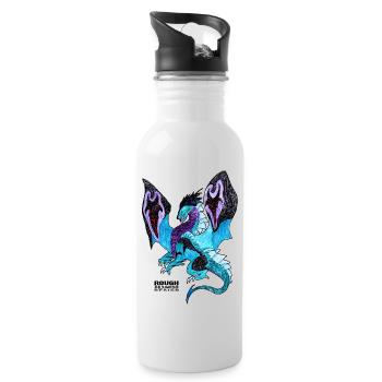 Dragon shirt, Dragon, hand-drawn, ROUGHDESIGN - Water bottle with straw - white - Right