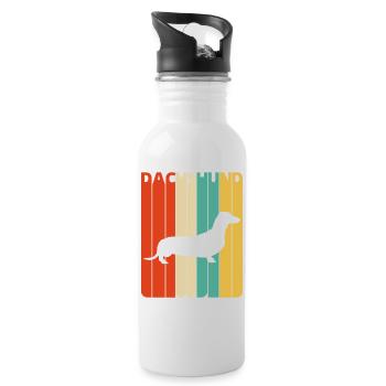 Retro Vintage Dachshund Gifts for Dog Lovers.Puppy - Water bottle with straw - white - Right