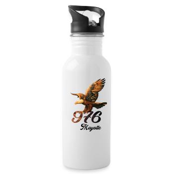 Mayotte 976 Aigle Organic Cotton Men's T-shirt - Water bottle with straw - white - Right