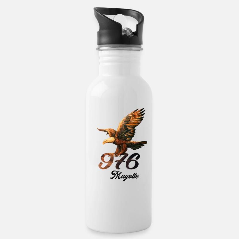 T-shirt Mayotte 976 Aigle Coton Bio Homme - Gourde avec paille intégrée - blanc