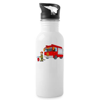 Feuerwehrmann Feuerwehrtruck Feuer Brand Löschen - Trinkflasche mit integriertem Trinkhalm - Weiß - Rechts
